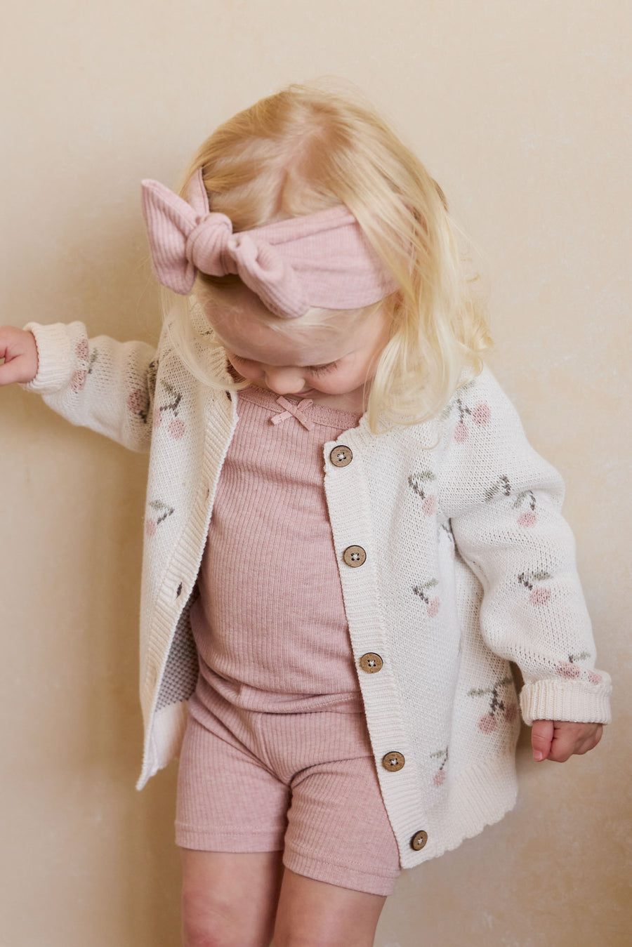 Delilah Cardigan - Cherry Love Blush Childrens Cardigan from Jamie Kay NZ