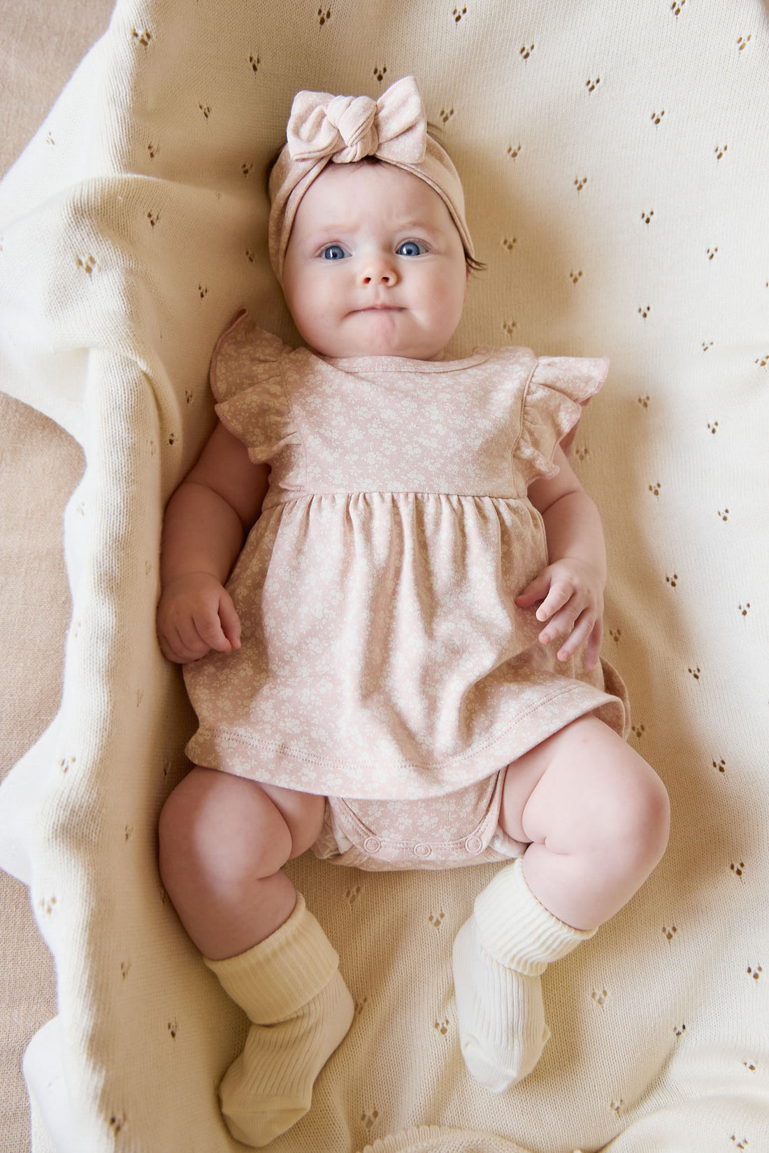 Organic Cotton Elianna Playsuit - Rosalie Field Rose Childrens Playsuit from Jamie Kay NZ