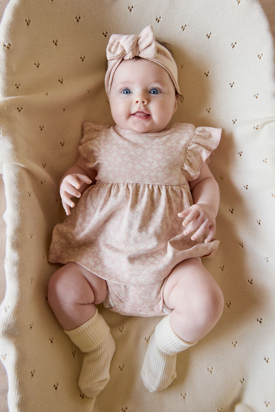 Organic Cotton Elianna Playsuit - Rosalie Field Rose Childrens Playsuit from Jamie Kay NZ