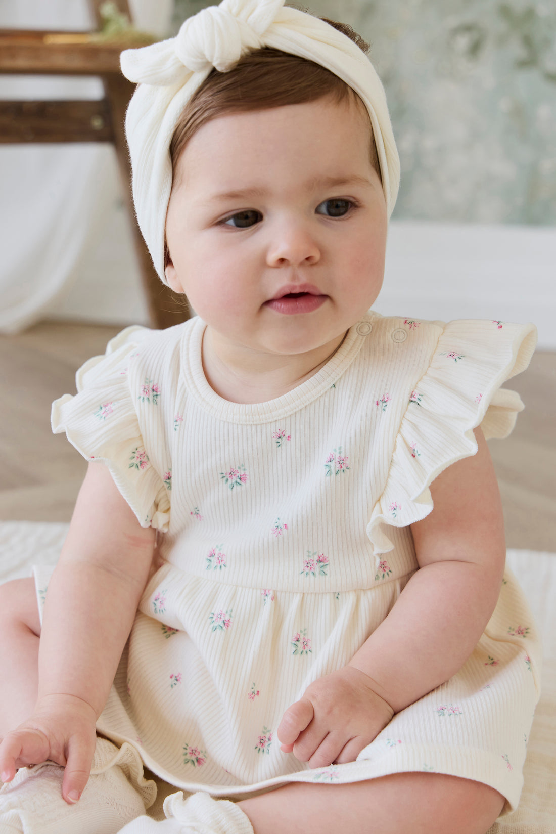 Organic Cotton Rib Elianna Playsuit - Emma Whisper Childrens Playsuit from Jamie Kay NZ