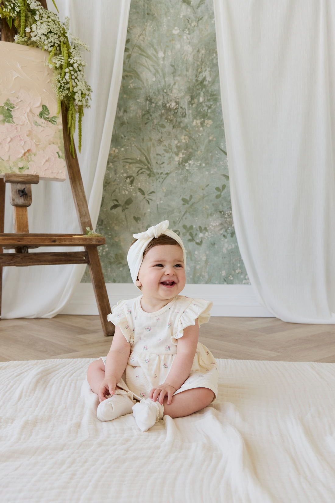 Organic Cotton Rib Elianna Playsuit - Emma Whisper Childrens Playsuit from Jamie Kay NZ