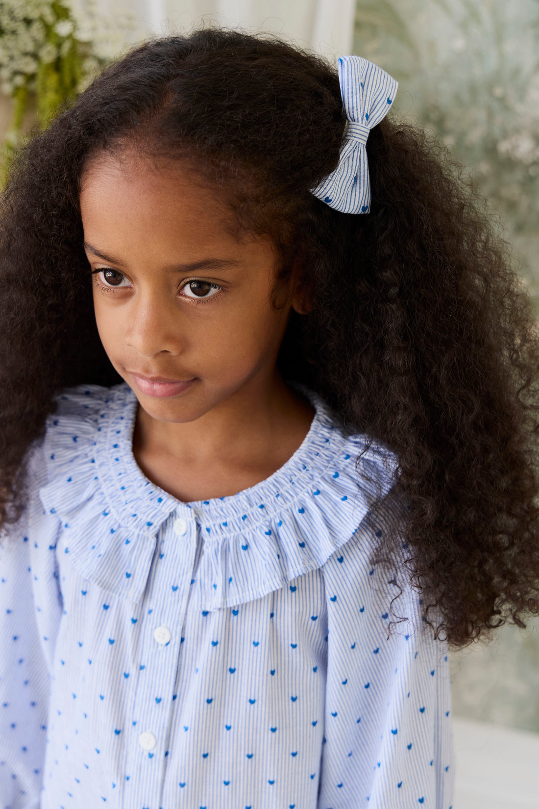Organic Cotton Desiree Bow - Mon Amour Stripe Indigo Childrens Bow from Jamie Kay NZ