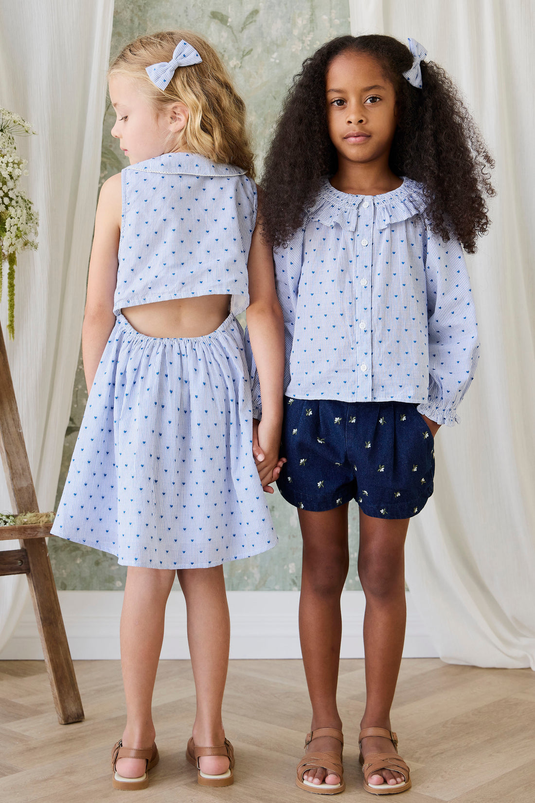 Organic Cotton Wisteria Dress - Mon Amour Stripe Indigo Childrens Dress from Jamie Kay NZ