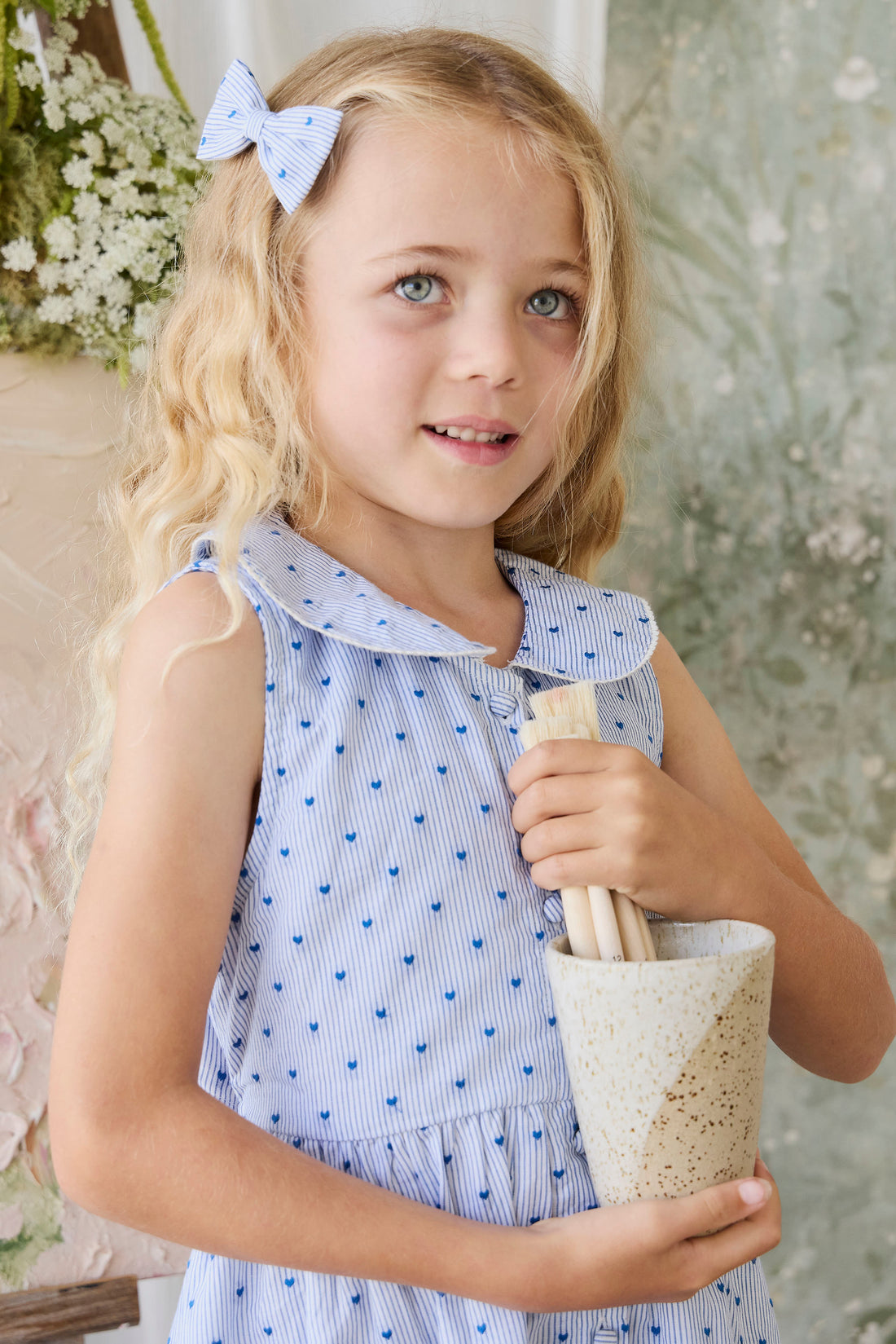 Organic Cotton Wisteria Dress - Mon Amour Stripe Indigo Childrens Dress from Jamie Kay NZ