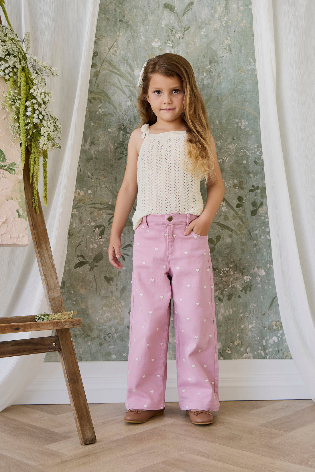 Astra Pant - Petite Heart Orchid Childrens Pant from Jamie Kay NZ