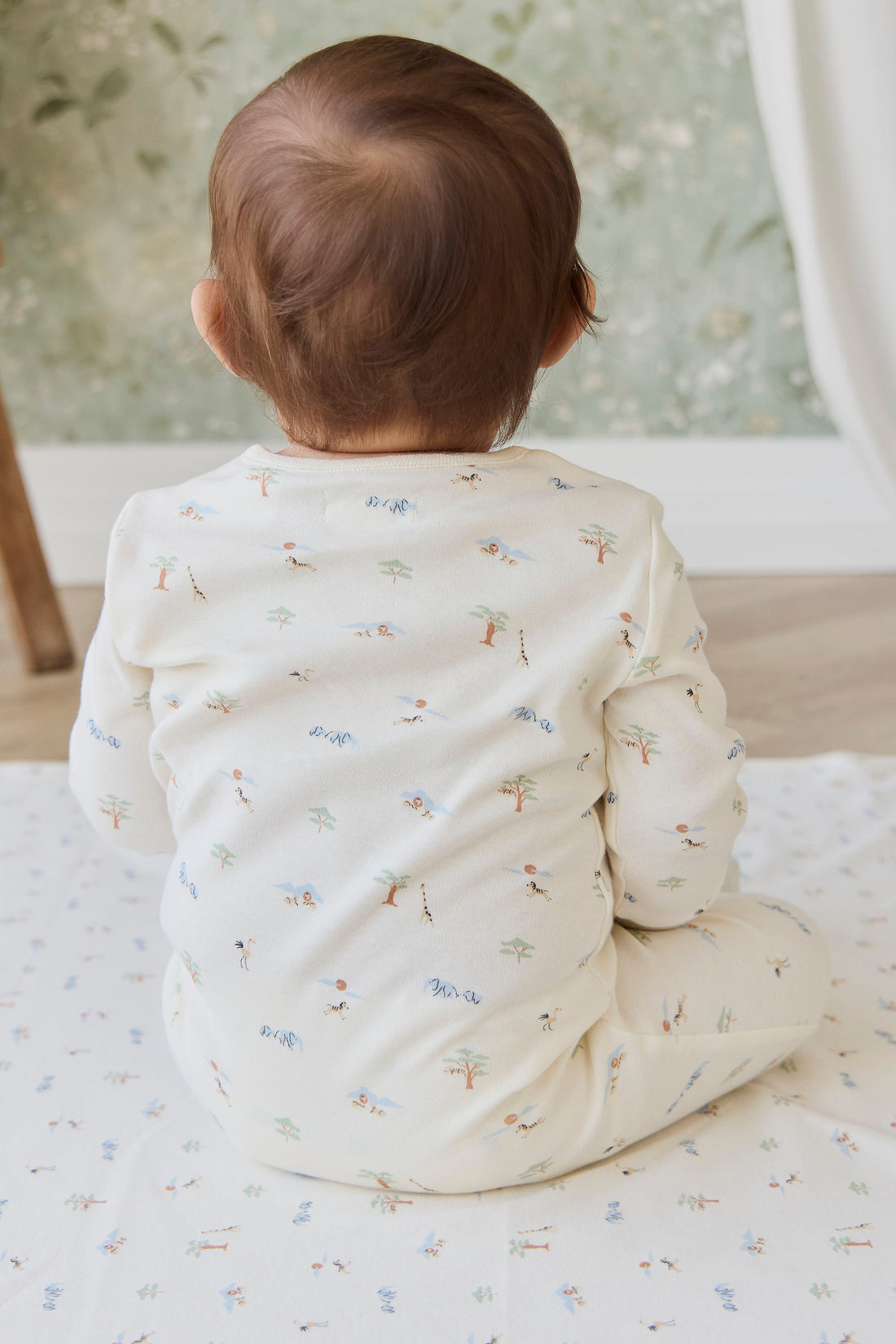 Organic Cotton Reese Zip Onepiece - Savannah Animals Tofu Childrens Onepiece from Jamie Kay NZ