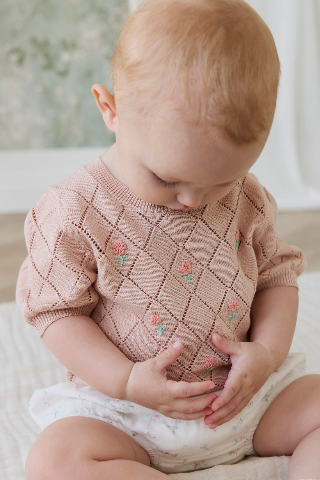 Alexandra Top - Rose Mist Alexandra Flower Childrens Top from Jamie Kay NZ