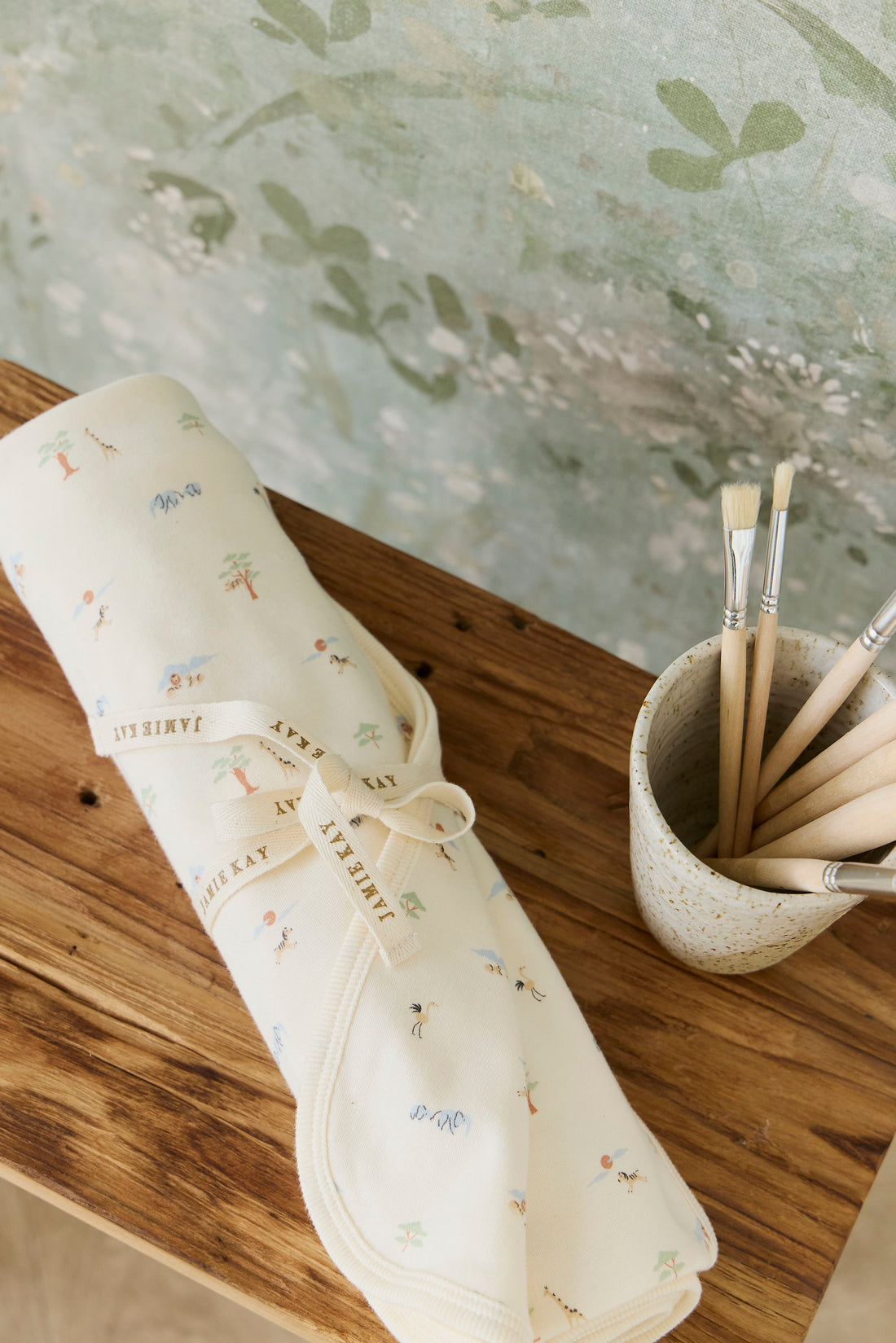 Organic Cotton Murphy Wrap - Savannah Animals Tofu Childrens Blanket from Jamie Kay NZ