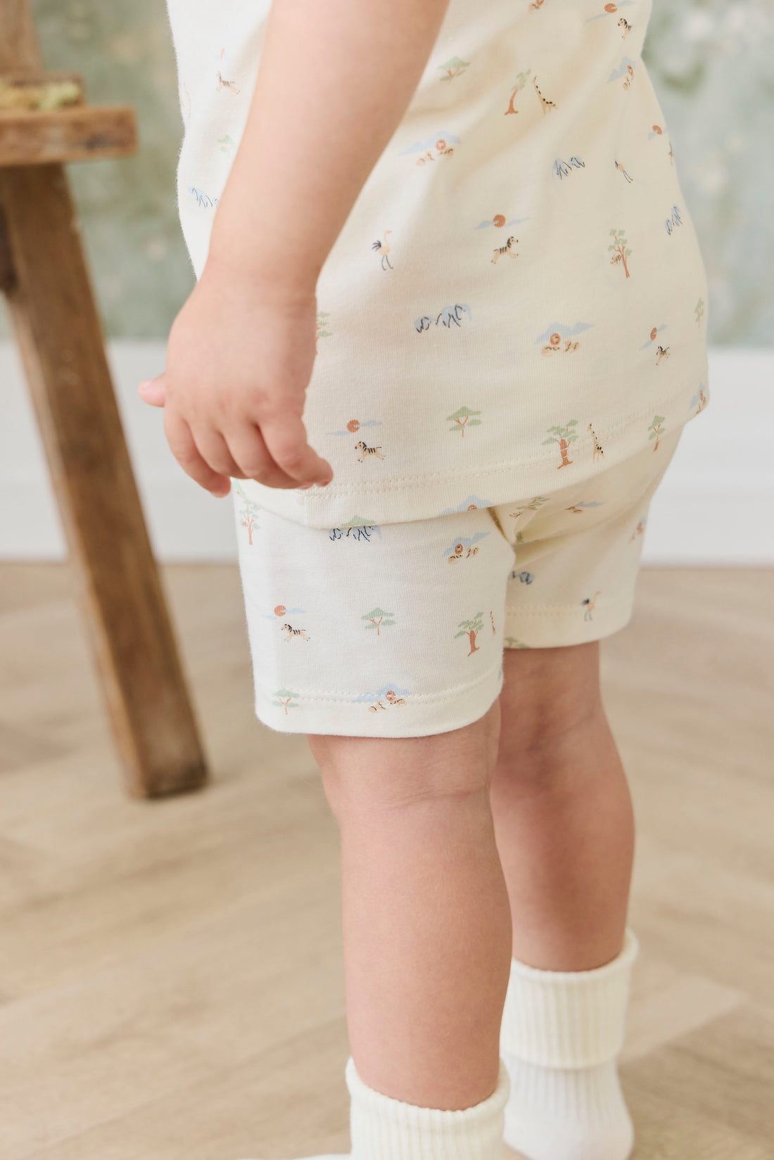 Organic Cotton Baker Short Sleeve Pyjama Set - Savannah Animals Tofu Childrens Pyjama from Jamie Kay NZ