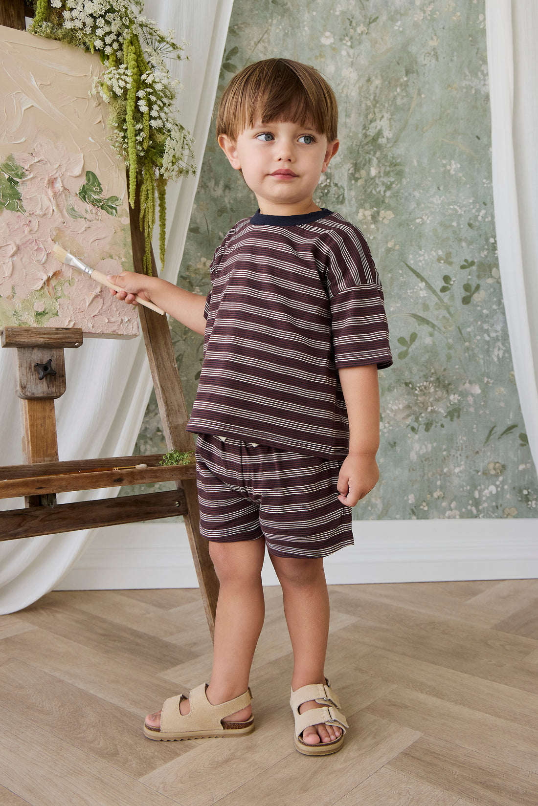 Slub Cotton Iver Tee - Regal Stripe Childrens Top from Jamie Kay NZ
