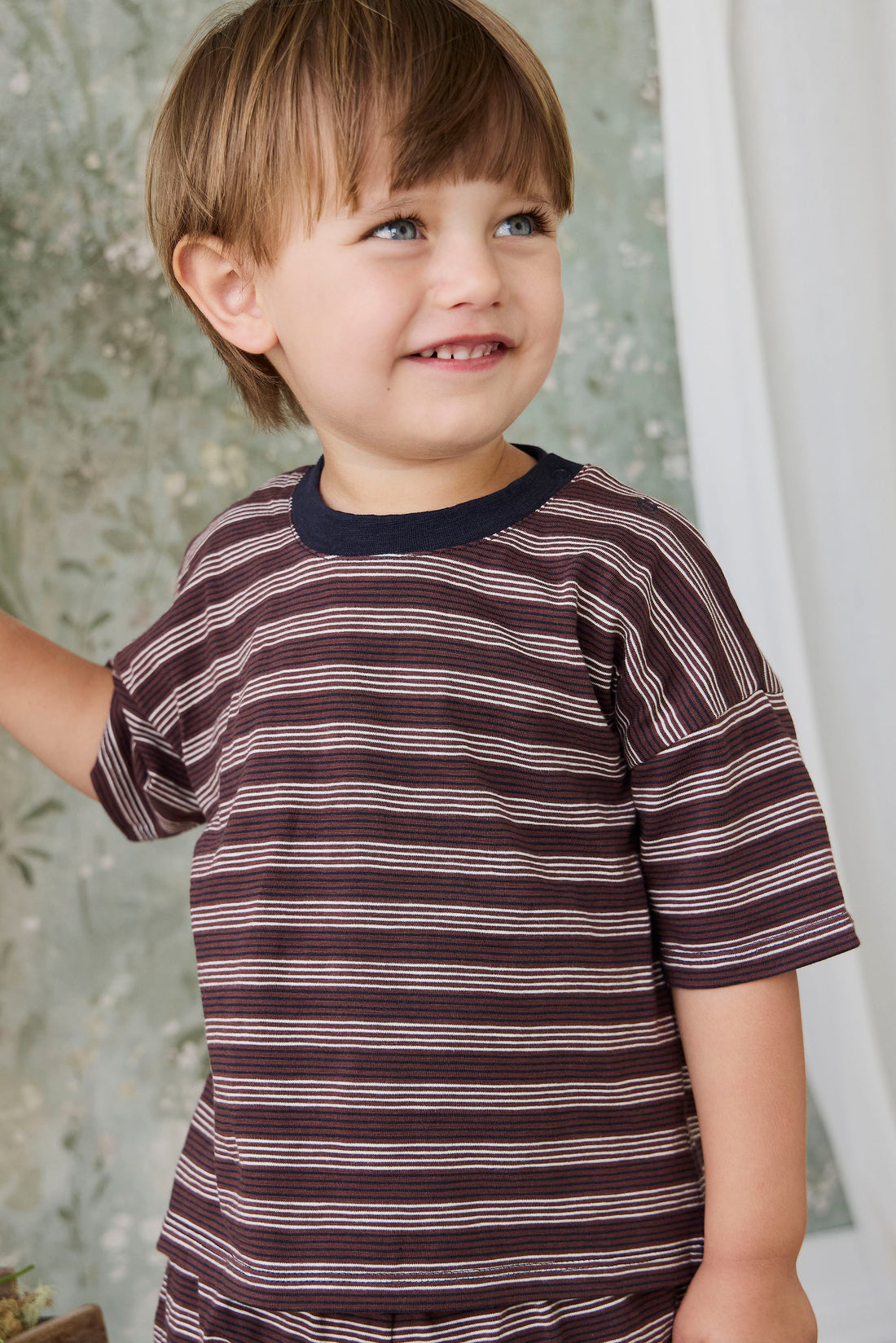 Slub Cotton Iver Tee - Regal Stripe Childrens Top from Jamie Kay NZ