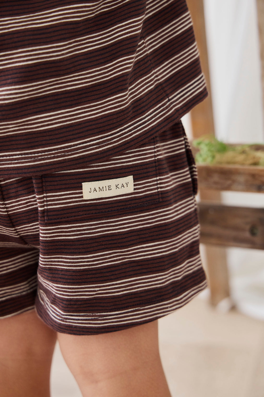 Slub Cotton Iver Short - Regal Stripe Childrens Shorts from Jamie Kay NZ