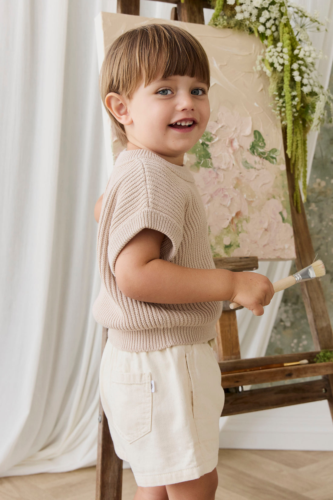 Virgil Knit Vest - Sand Childrens Vest from Jamie Kay NZ