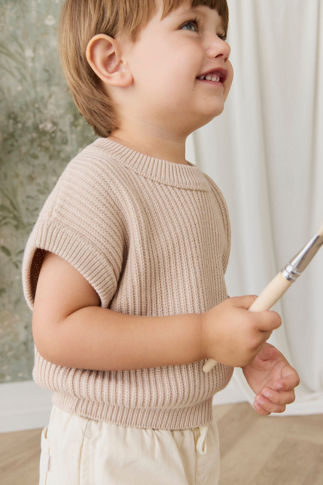 Virgil Knit Vest - Sand Childrens Vest from Jamie Kay NZ