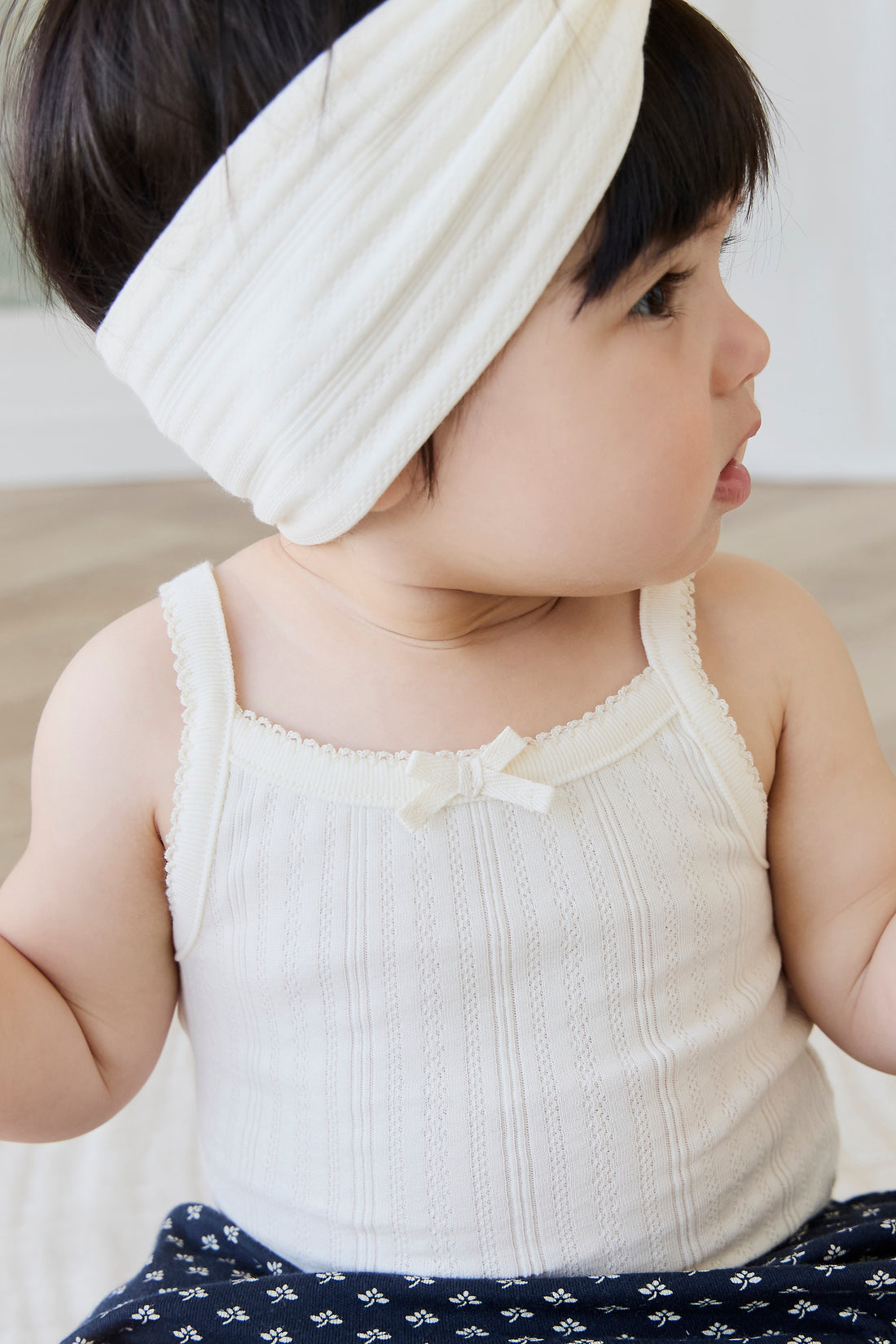 Organic Cotton Pointelle Headband - Parchment Childrens headband from Jamie Kay NZ