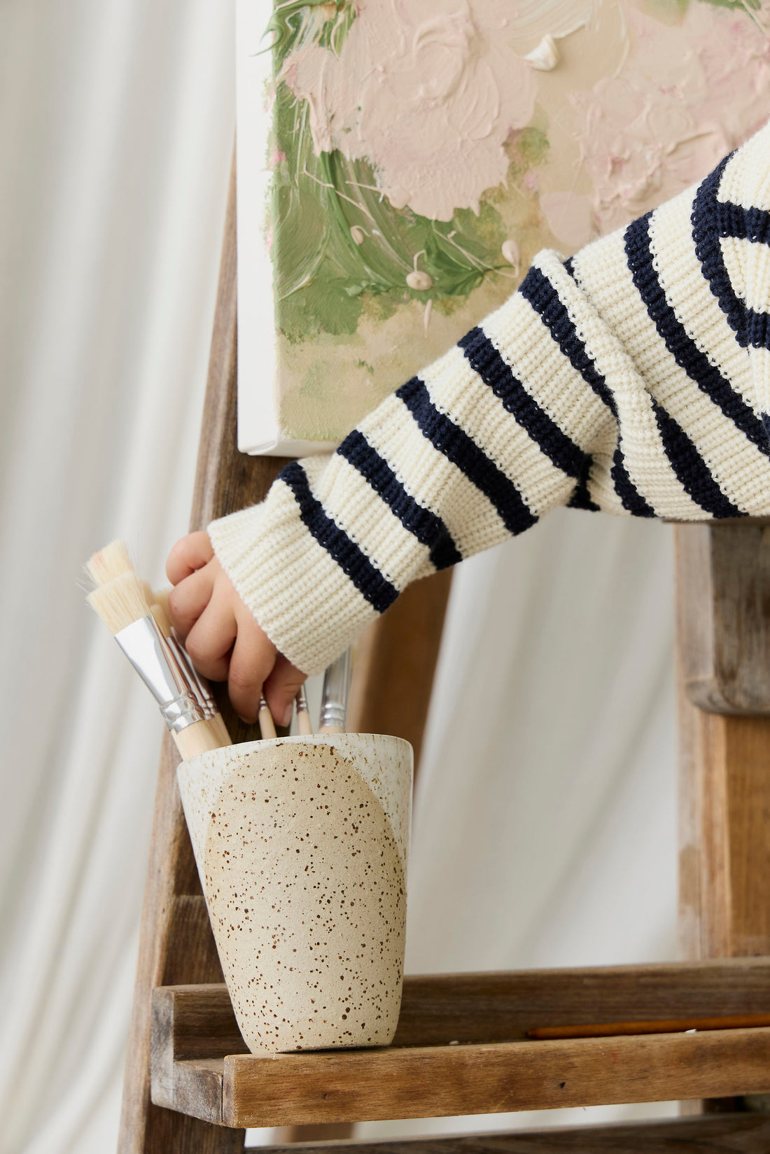 Lawrence Knit Jumper - Lawrence Stripe Cloud/Eclipse Childrens Jumper from Jamie Kay NZ