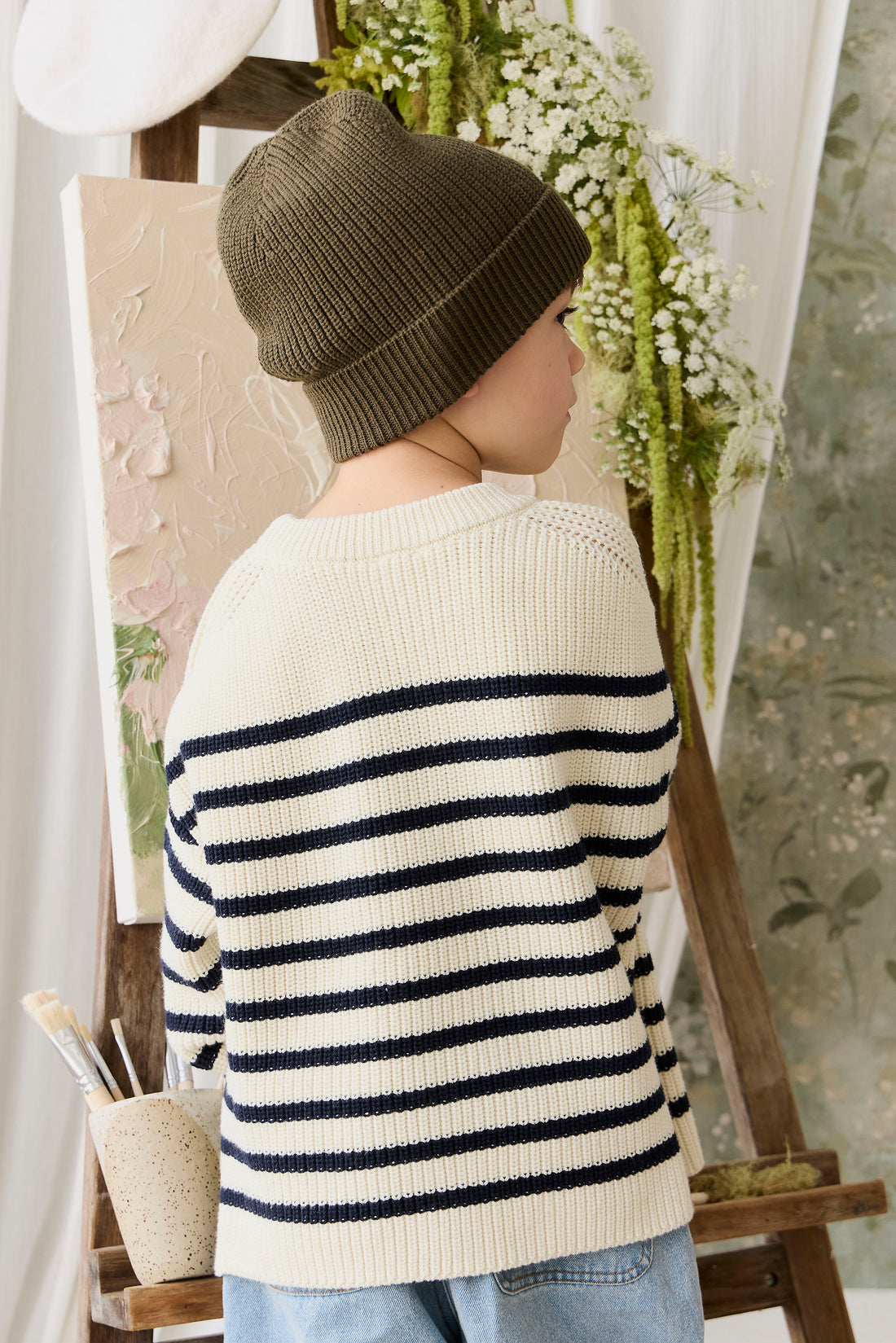 Johan Knit Beanie - Deep Olive Childrens Hat from Jamie Kay NZ