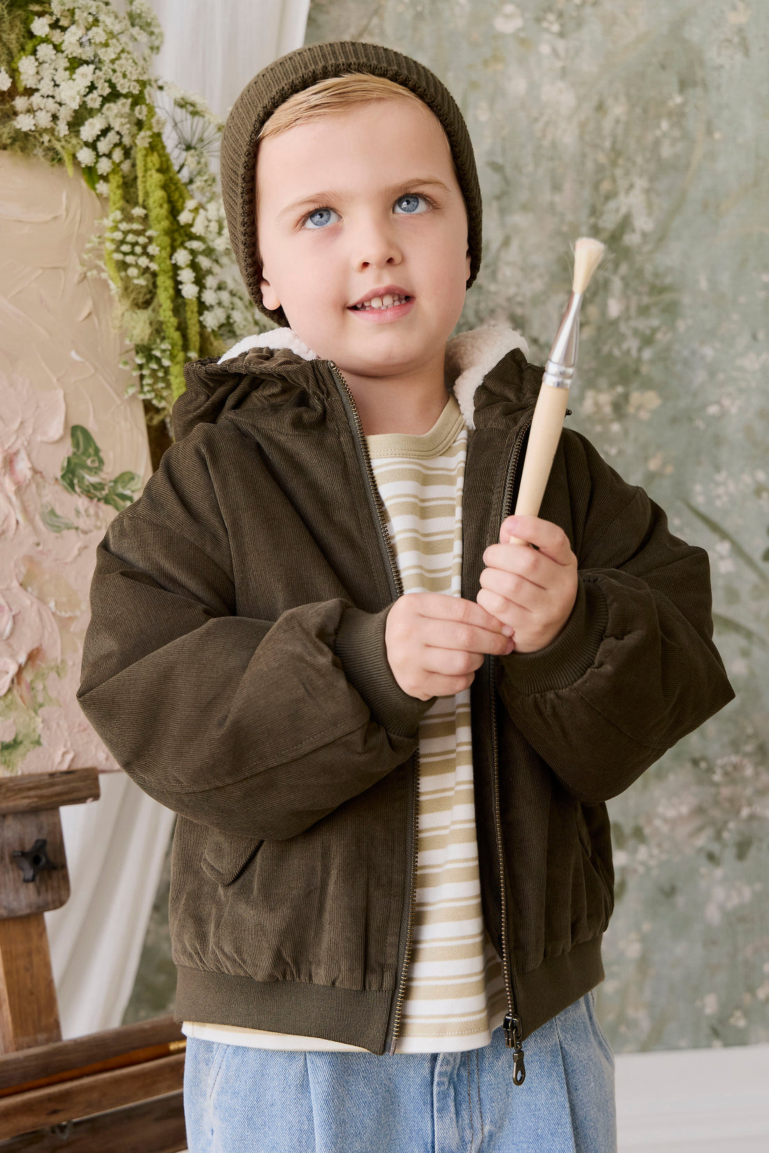 Alastair Jacket - Deep Olive Childrens Jacket from Jamie Kay NZ