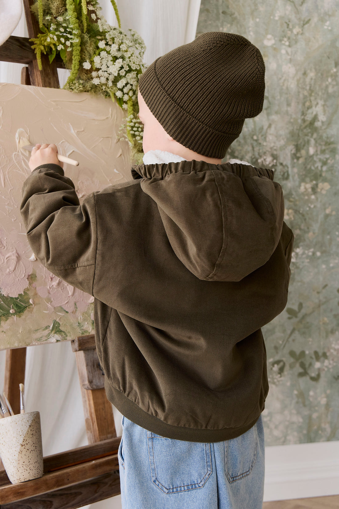 Alastair Jacket - Deep Olive Childrens Jacket from Jamie Kay NZ