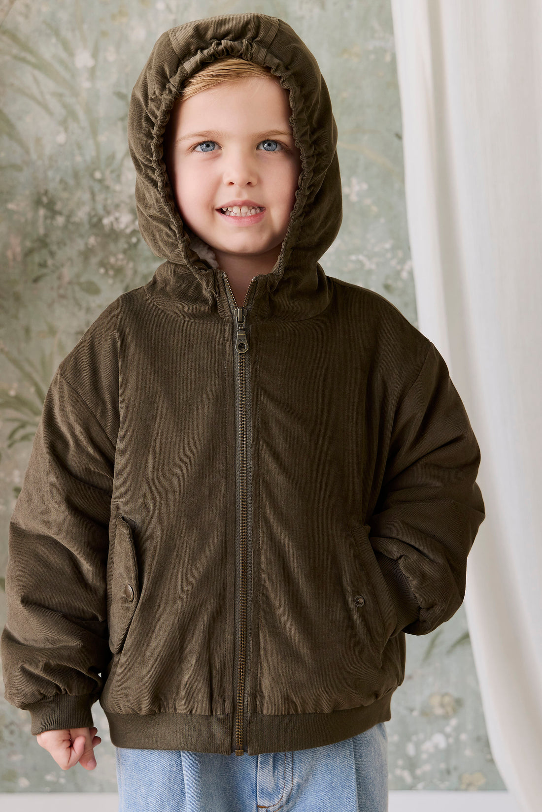 Alastair Jacket - Deep Olive Childrens Jacket from Jamie Kay NZ