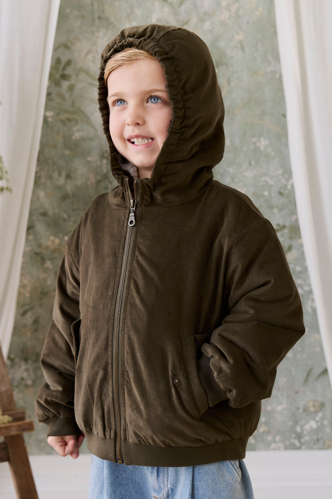 Alastair Jacket - Deep Olive Childrens Jacket from Jamie Kay NZ