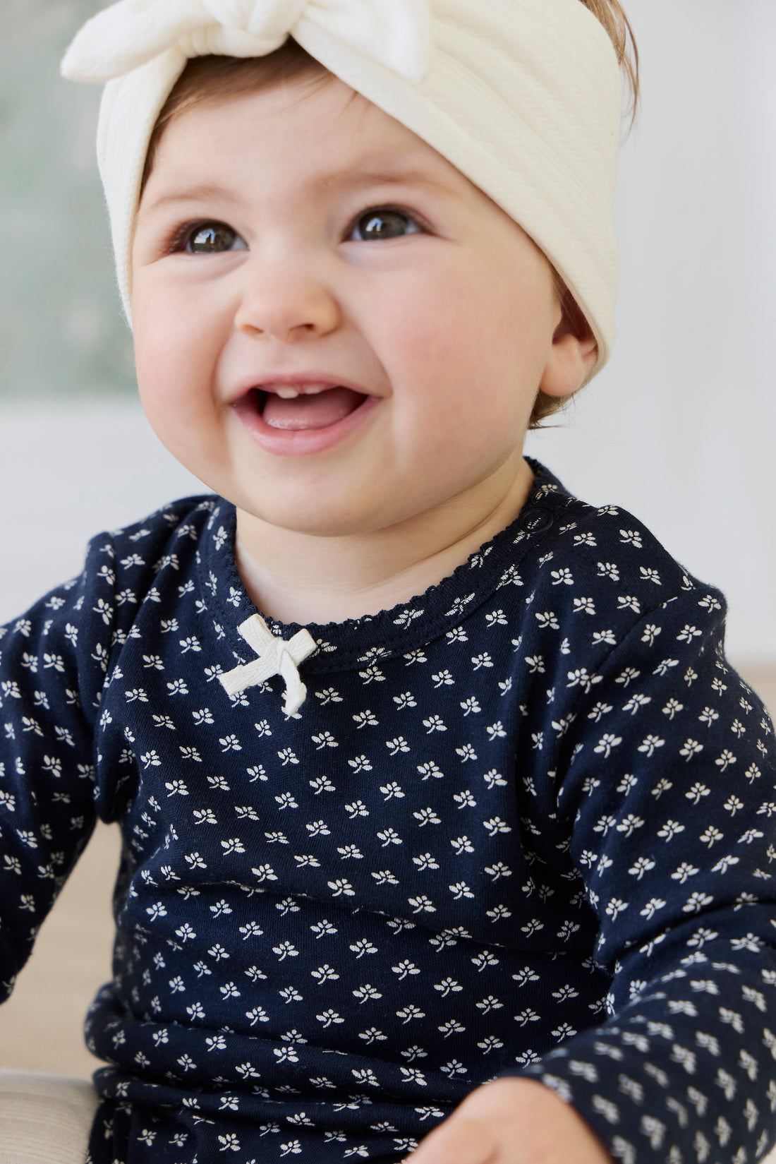 Organic Cotton Long Sleeve Bodysuit - Lisa Petite Indigo Childrens Bodysuit from Jamie Kay NZ