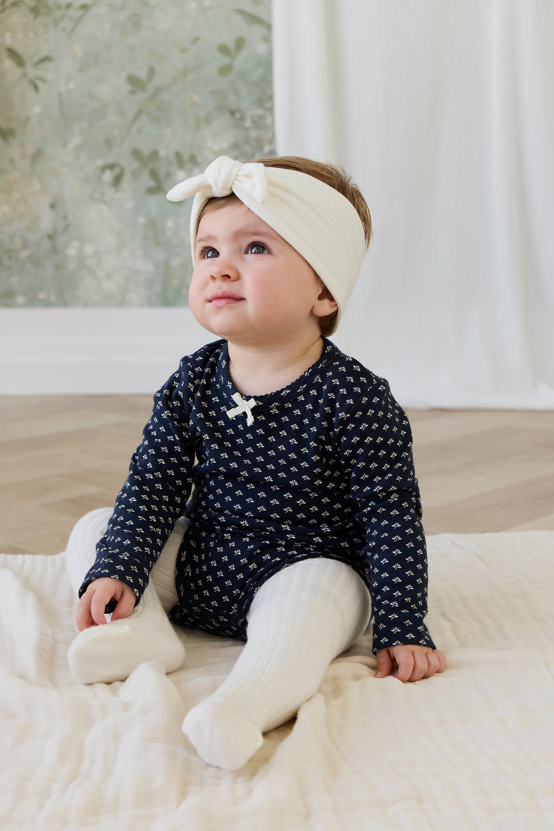 Organic Cotton Long Sleeve Bodysuit - Lisa Petite Indigo Childrens Bodysuit from Jamie Kay NZ