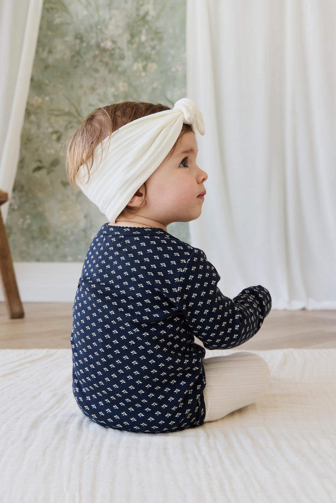 Organic Cotton Long Sleeve Bodysuit - Lisa Petite Indigo Childrens Bodysuit from Jamie Kay NZ