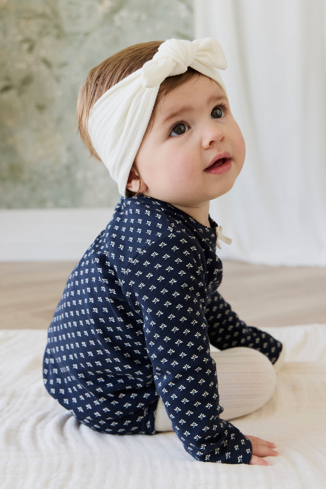 Organic Cotton Long Sleeve Bodysuit - Lisa Petite Indigo Childrens Bodysuit from Jamie Kay NZ