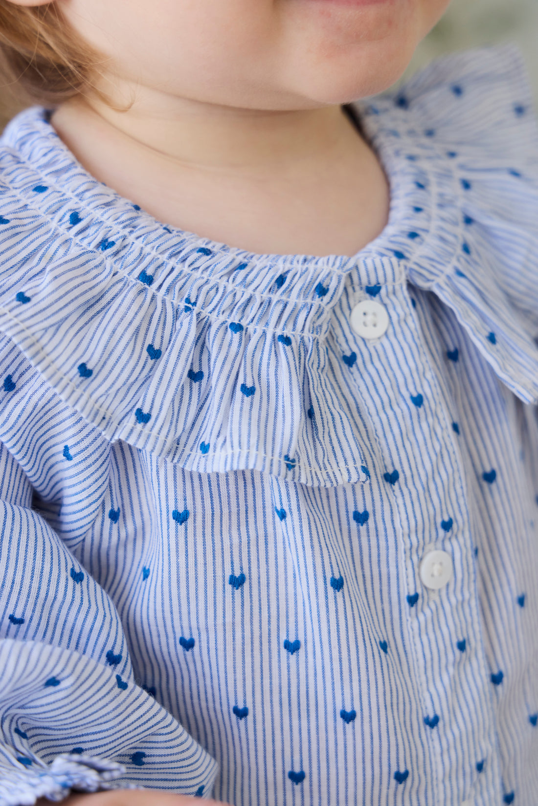Organic Cotton Bellamy Blouse - Mon Amour Stripe Indigo Childrens Top from Jamie Kay NZ