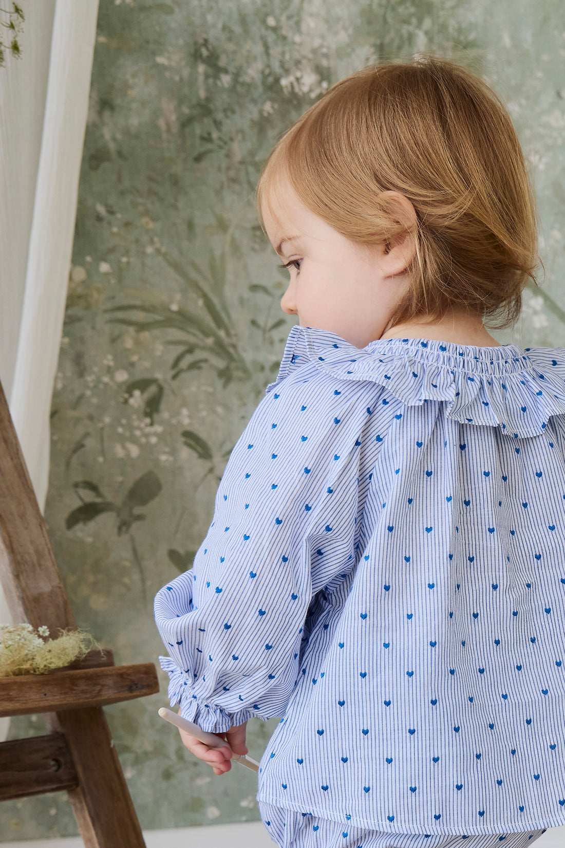 Organic Cotton Bellamy Blouse - Mon Amour Stripe Indigo Childrens Top from Jamie Kay NZ