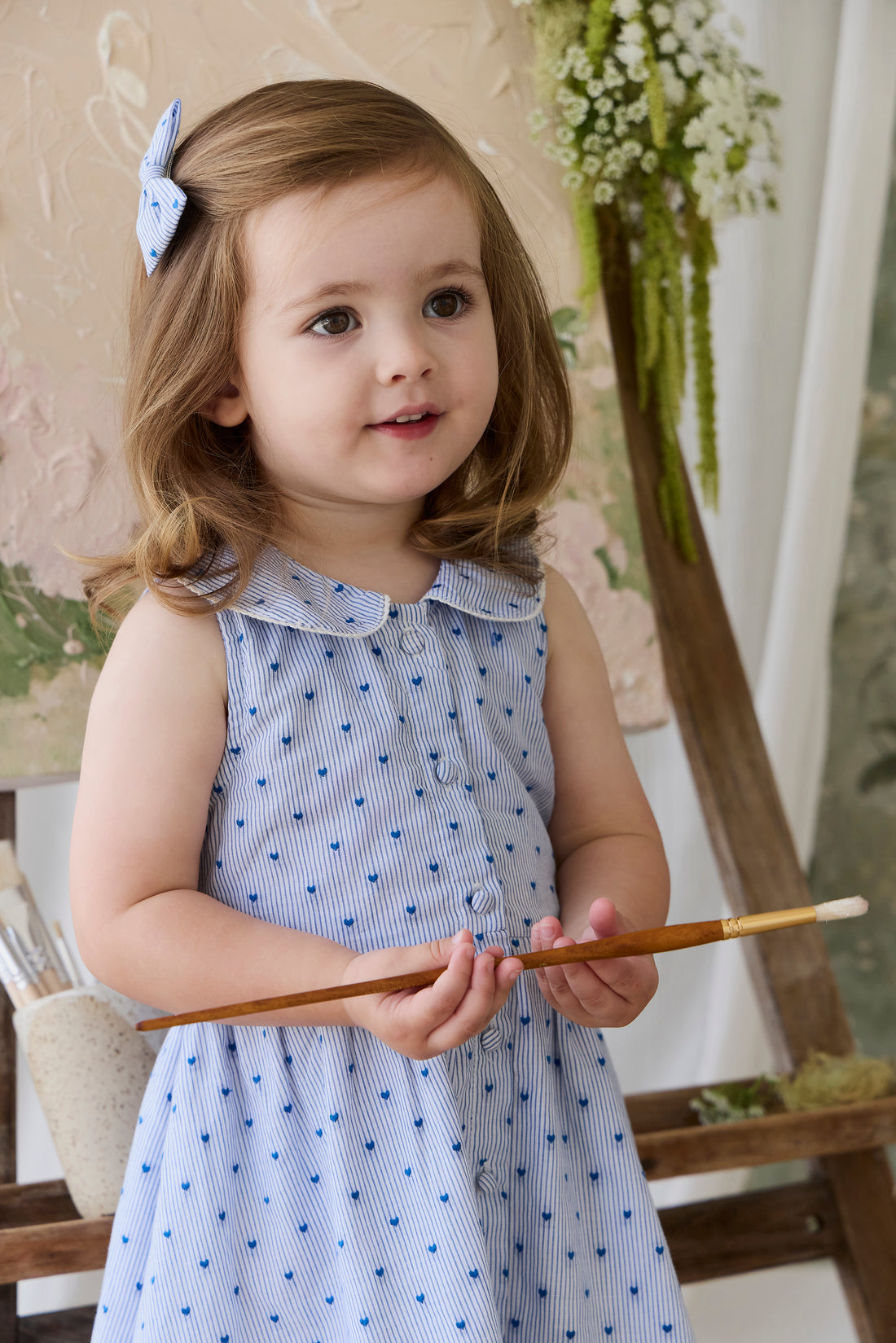 Organic Cotton Wisteria Dress - Mon Amour Stripe Indigo Childrens Dress from Jamie Kay NZ