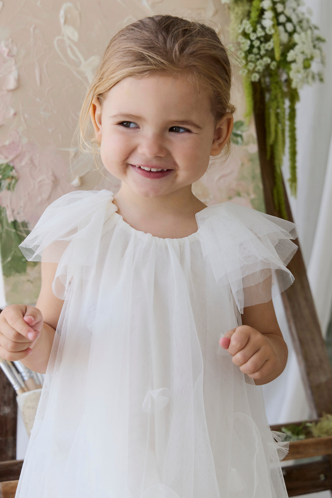 Rhea Tulle Dress - Parchment Childrens Dress from Jamie Kay NZ