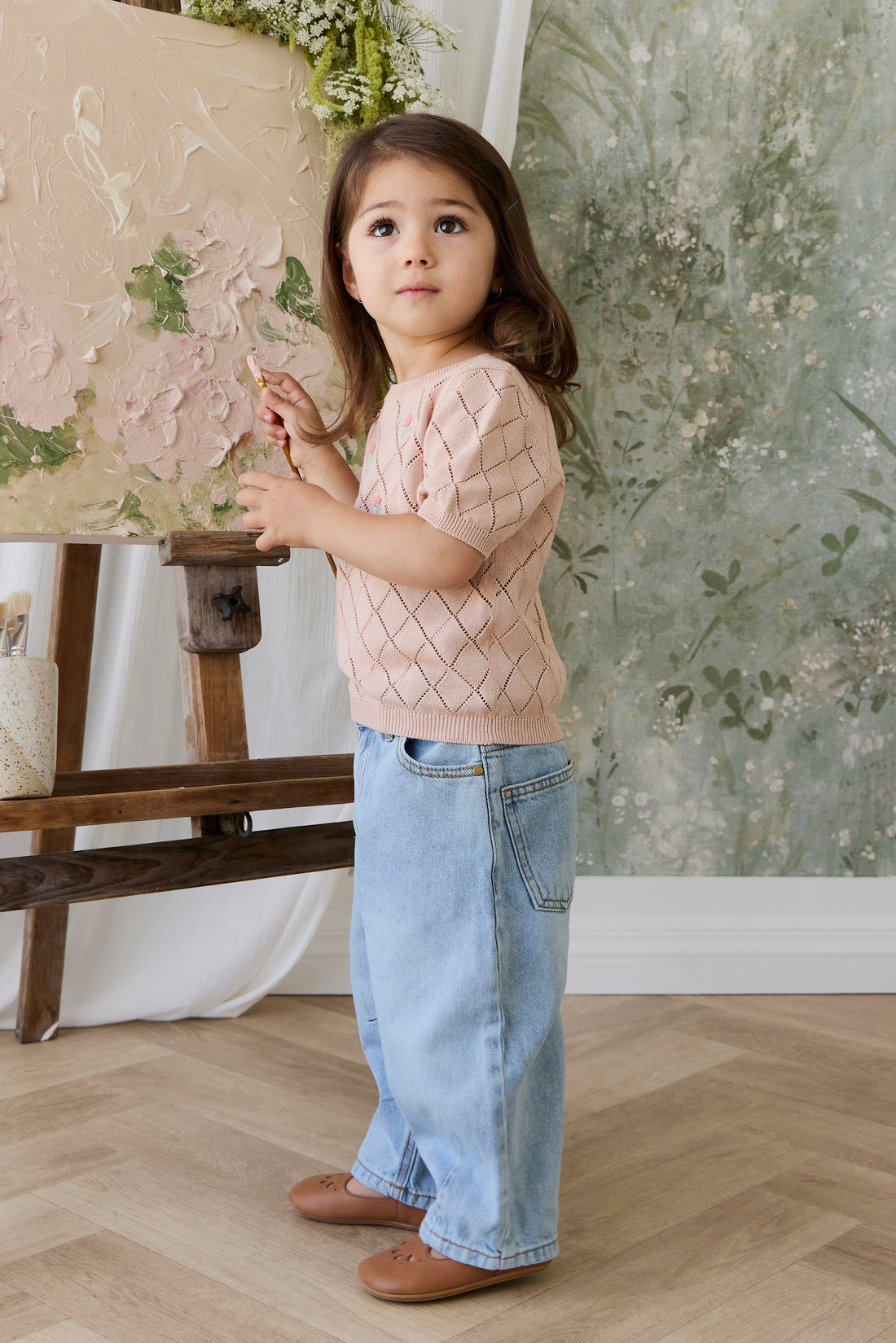 Alexandra Top - Rose Mist Alexandra Flower Childrens Top from Jamie Kay NZ