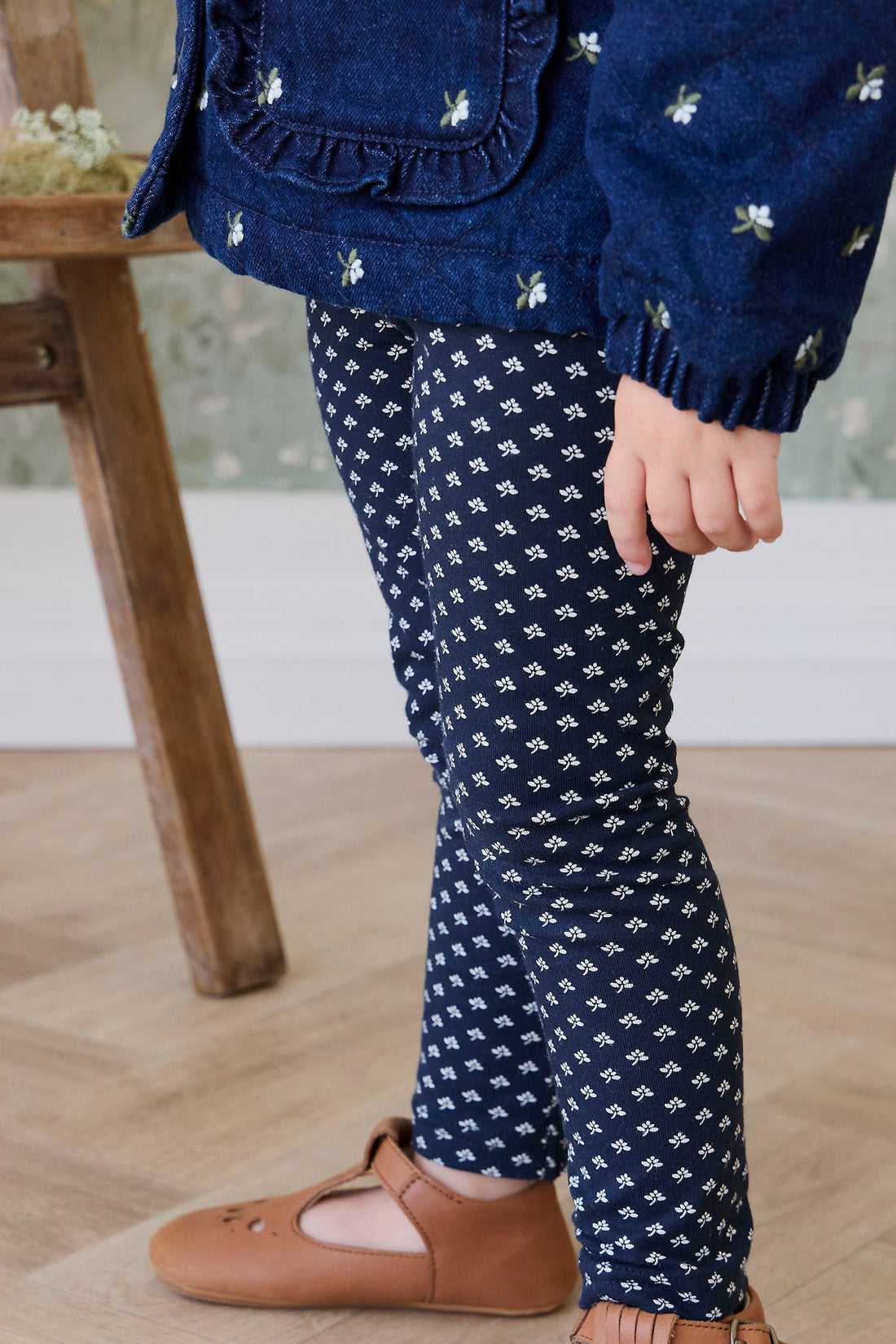 Organic Cotton Everyday Legging - Lisa Petite Indigo Childrens Legging from Jamie Kay NZ