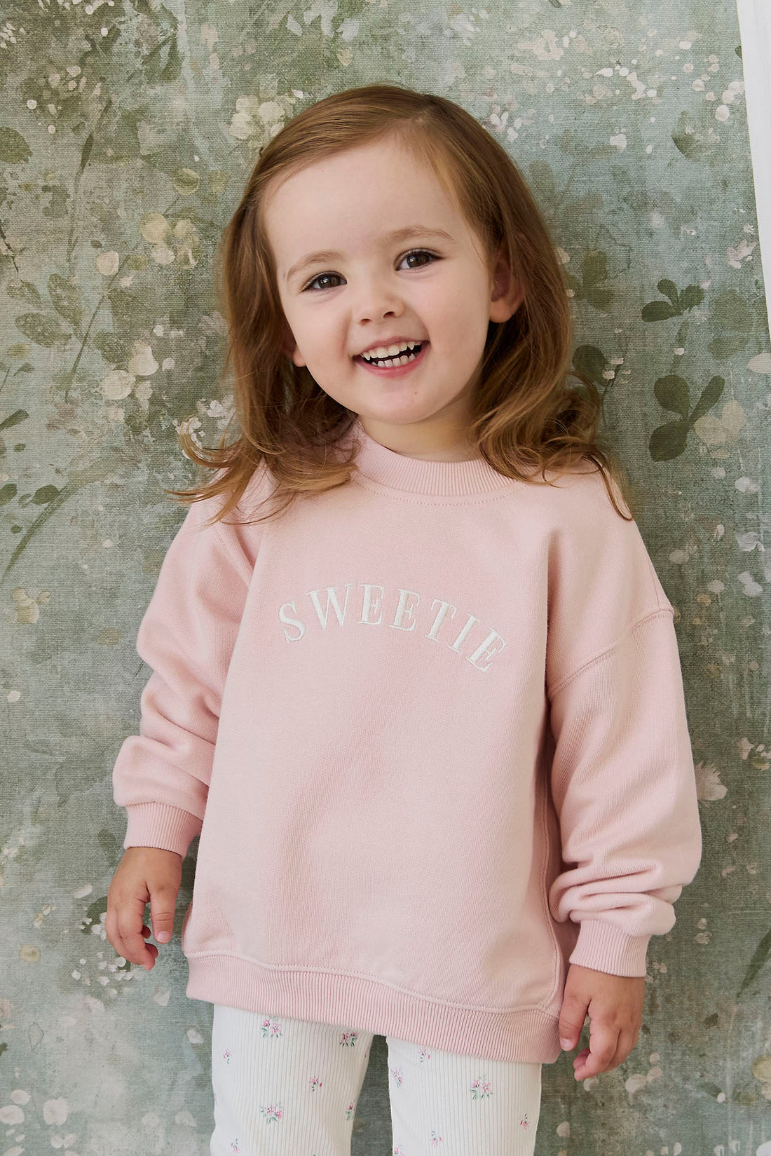 Organic Cotton Rhea Sweatshirt - Cloud Pink Sweetie Childrens Sweatshirt from Jamie Kay NZ