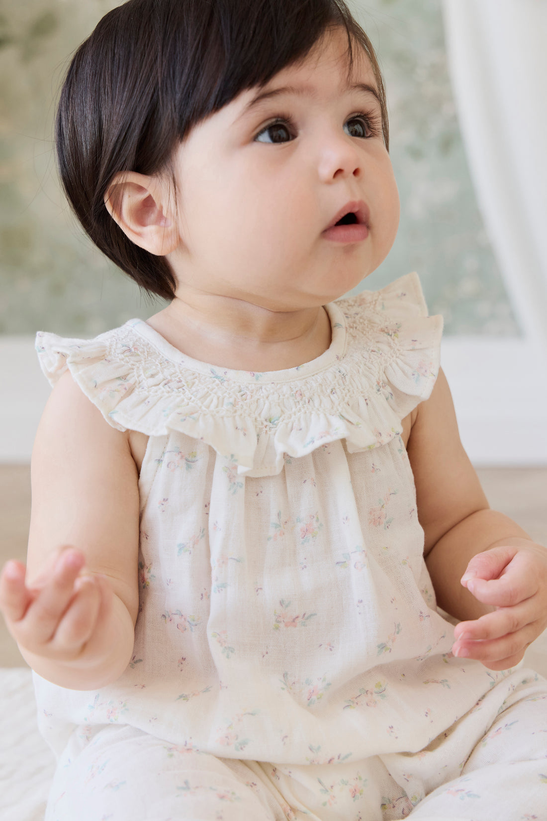 Organic Cotton Muslin Kodi Playsuit - Solange Snow Childrens Playsuit from Jamie Kay NZ