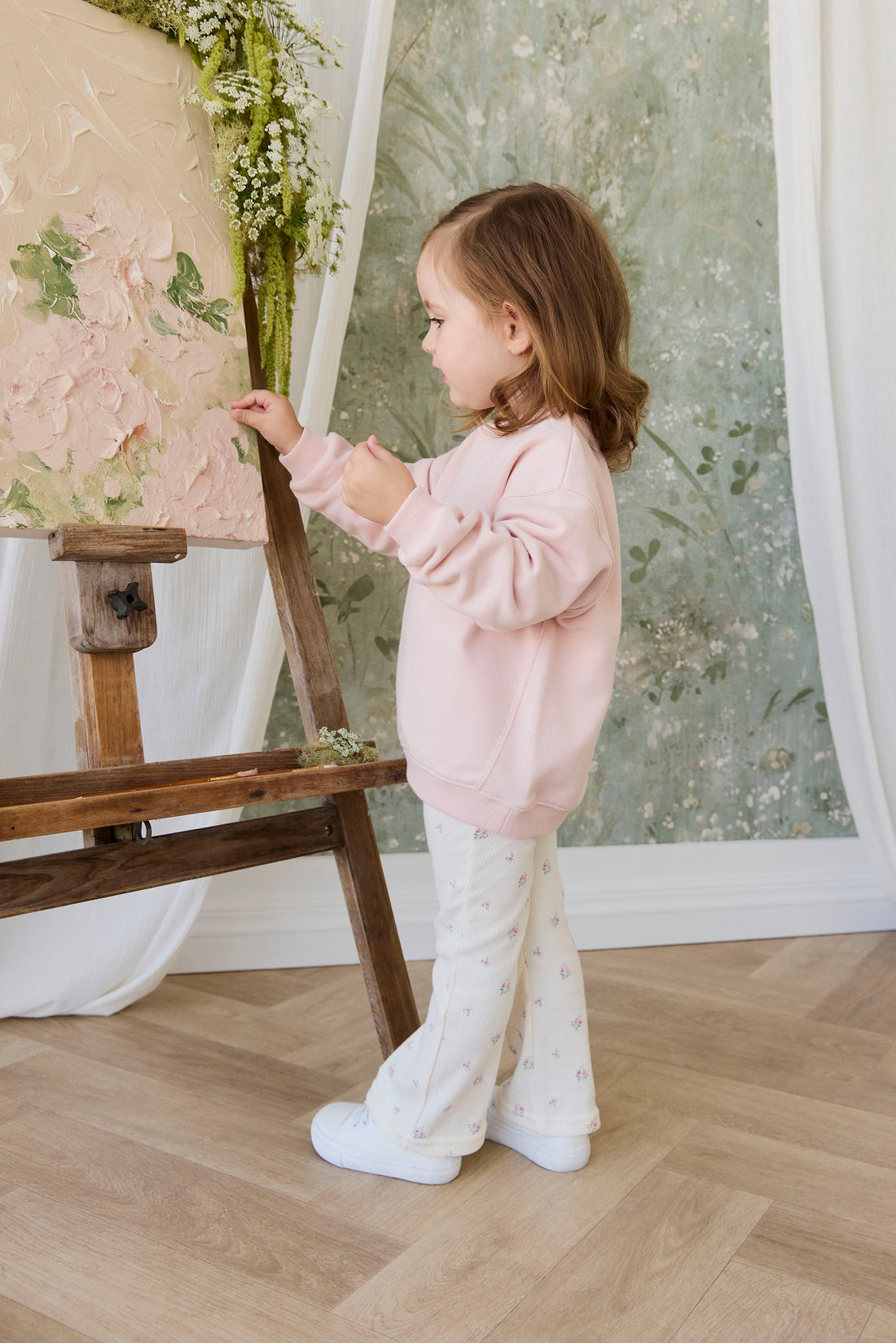Organic Cotton Rhea Sweatshirt - Cloud Pink Sweetie Childrens Sweatshirt from Jamie Kay NZ