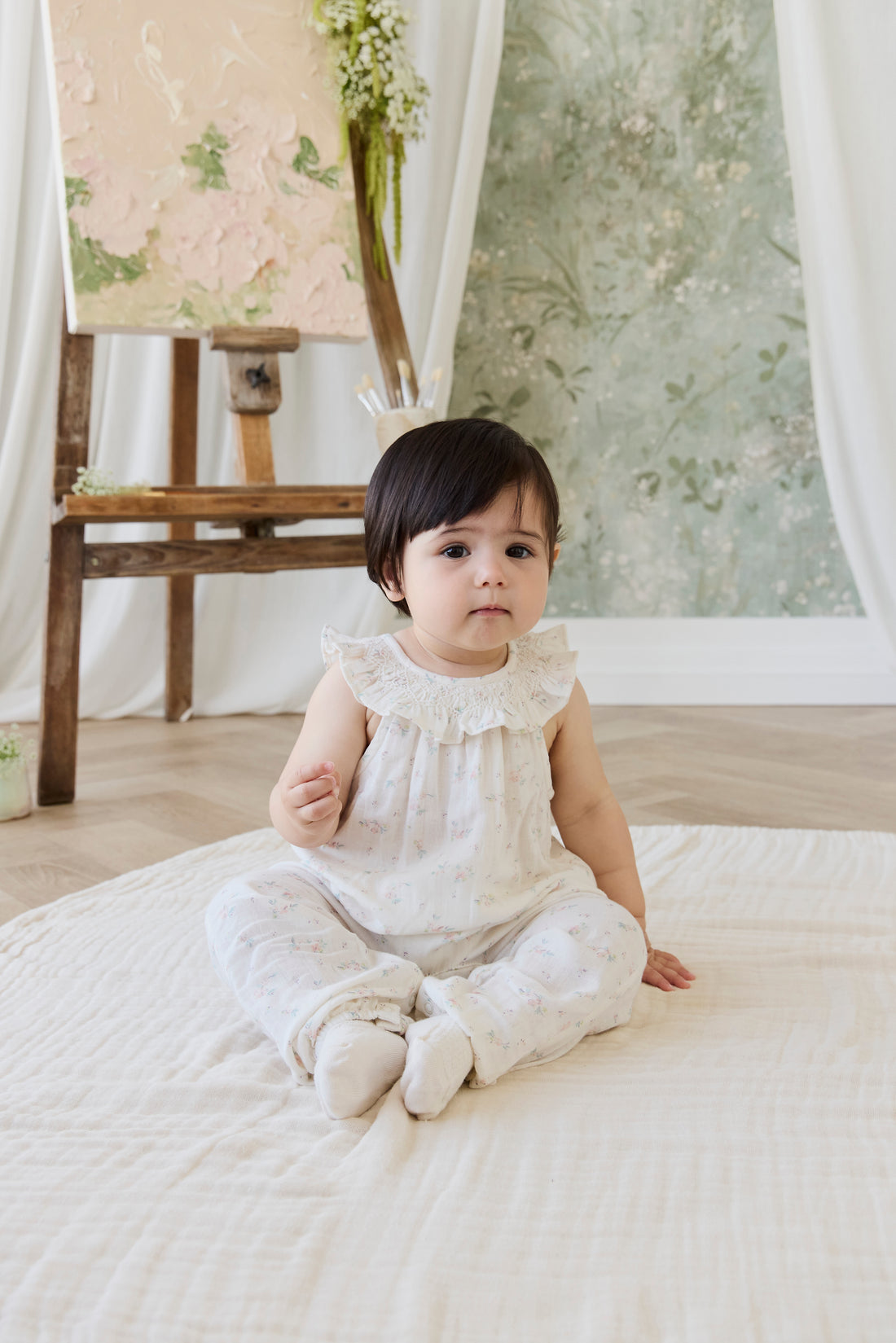 Organic Cotton Muslin Kodi Playsuit - Solange Snow Childrens Playsuit from Jamie Kay NZ
