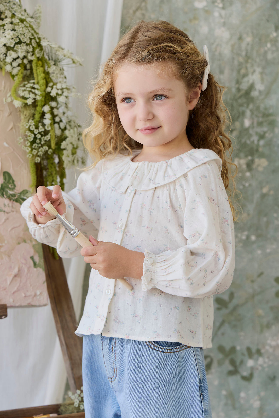 Organic Cotton Muslin Christabel Blouse - Solange Snow Childrens Top from Jamie Kay NZ