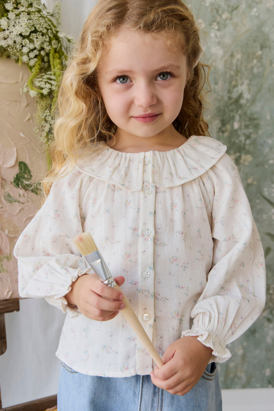 Organic Cotton Muslin Christabel Blouse - Solange Snow Childrens Top from Jamie Kay NZ