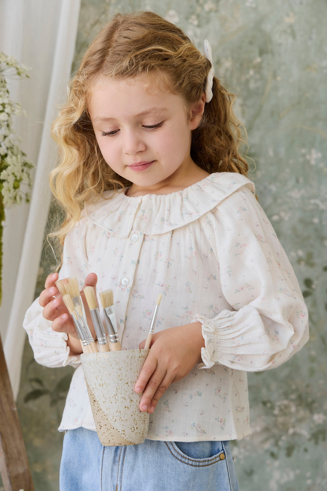 Organic Cotton Muslin Christabel Blouse - Solange Snow Childrens Top from Jamie Kay NZ