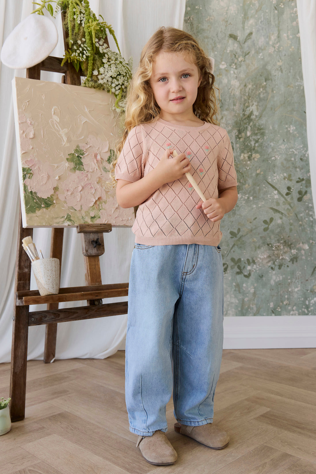 Alexandra Top - Rose Mist Alexandra Flower Childrens Top from Jamie Kay NZ