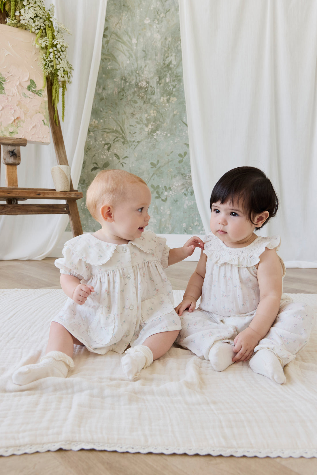 Organic Cotton Muslin Kodi Playsuit - Solange Snow Childrens Playsuit from Jamie Kay NZ