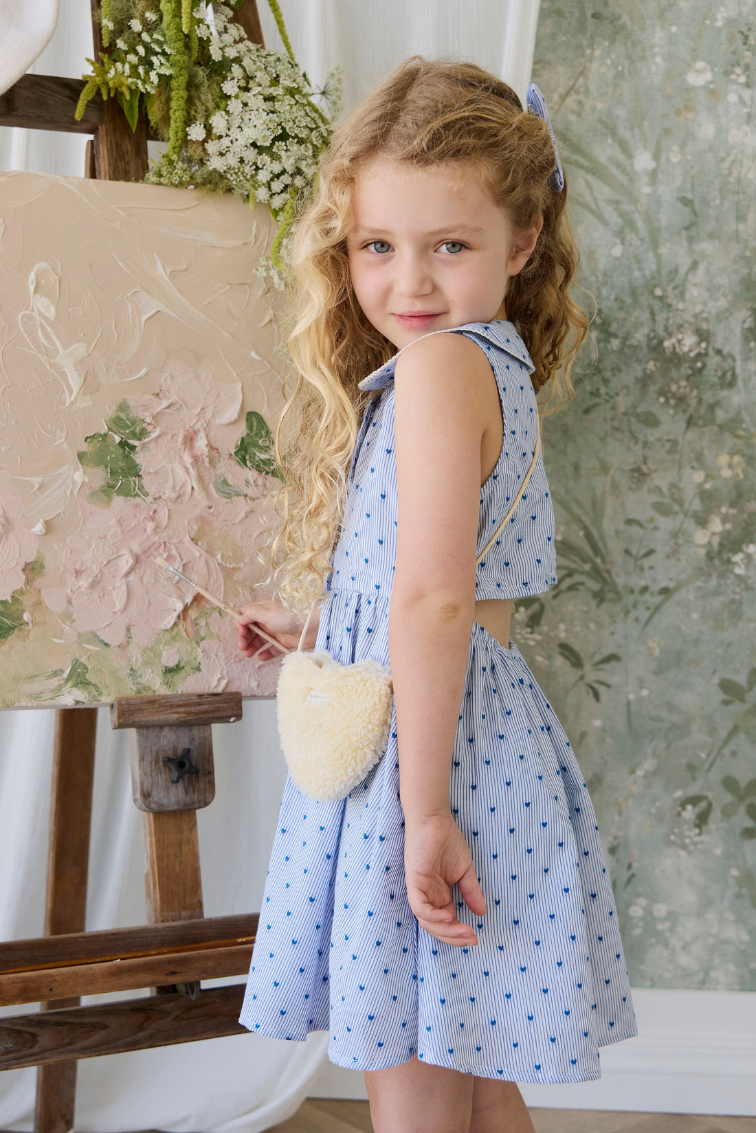 Organic Cotton Wisteria Dress - Mon Amour Stripe Indigo Childrens Dress from Jamie Kay NZ