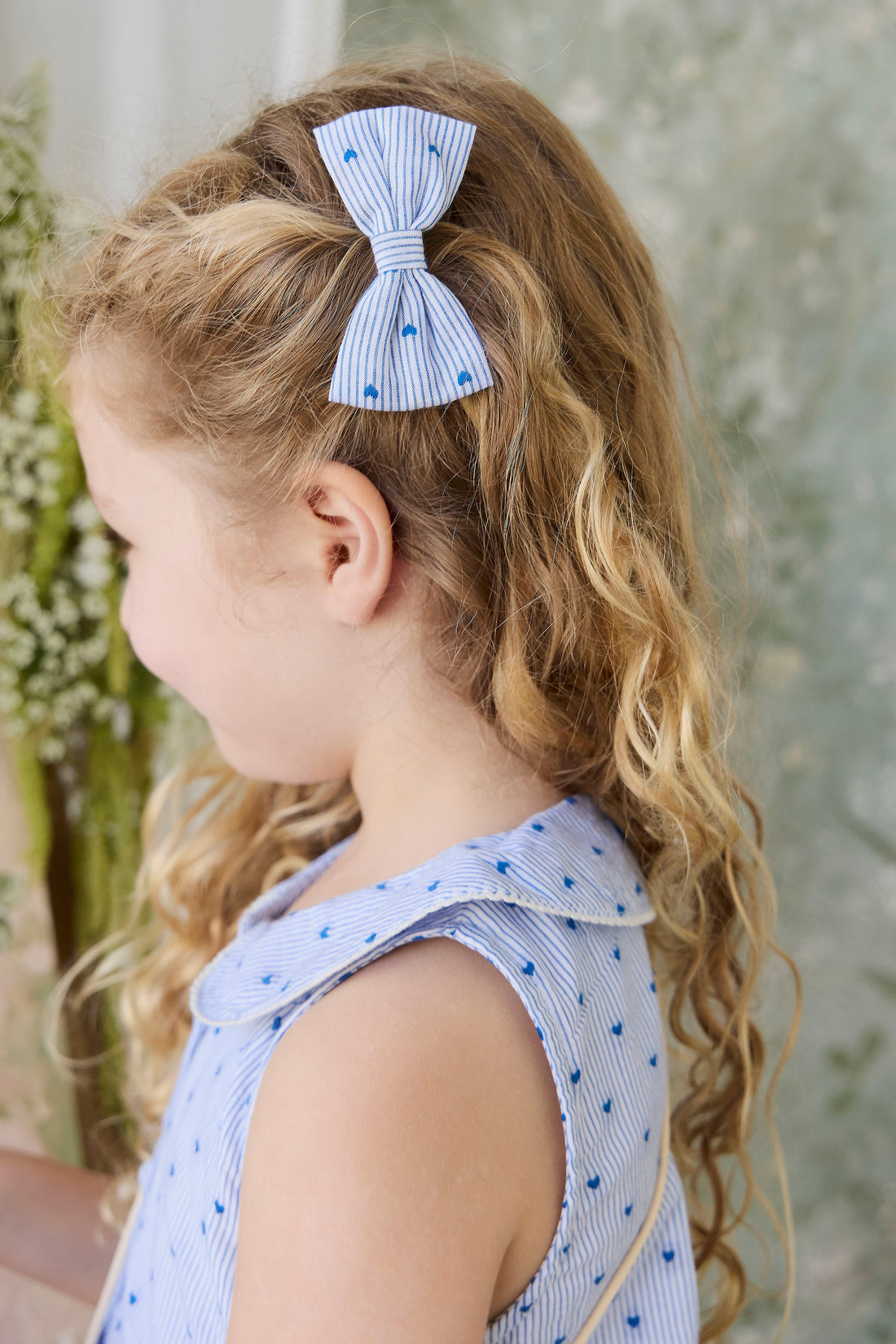 Organic Cotton Desiree Bow - Mon Amour Stripe Indigo Childrens Bow from Jamie Kay NZ