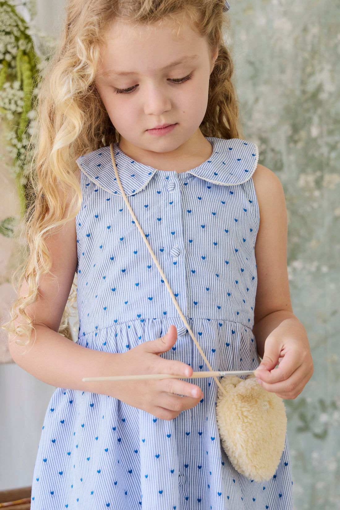 Organic Cotton Wisteria Dress - Mon Amour Stripe Indigo Childrens Dress from Jamie Kay NZ