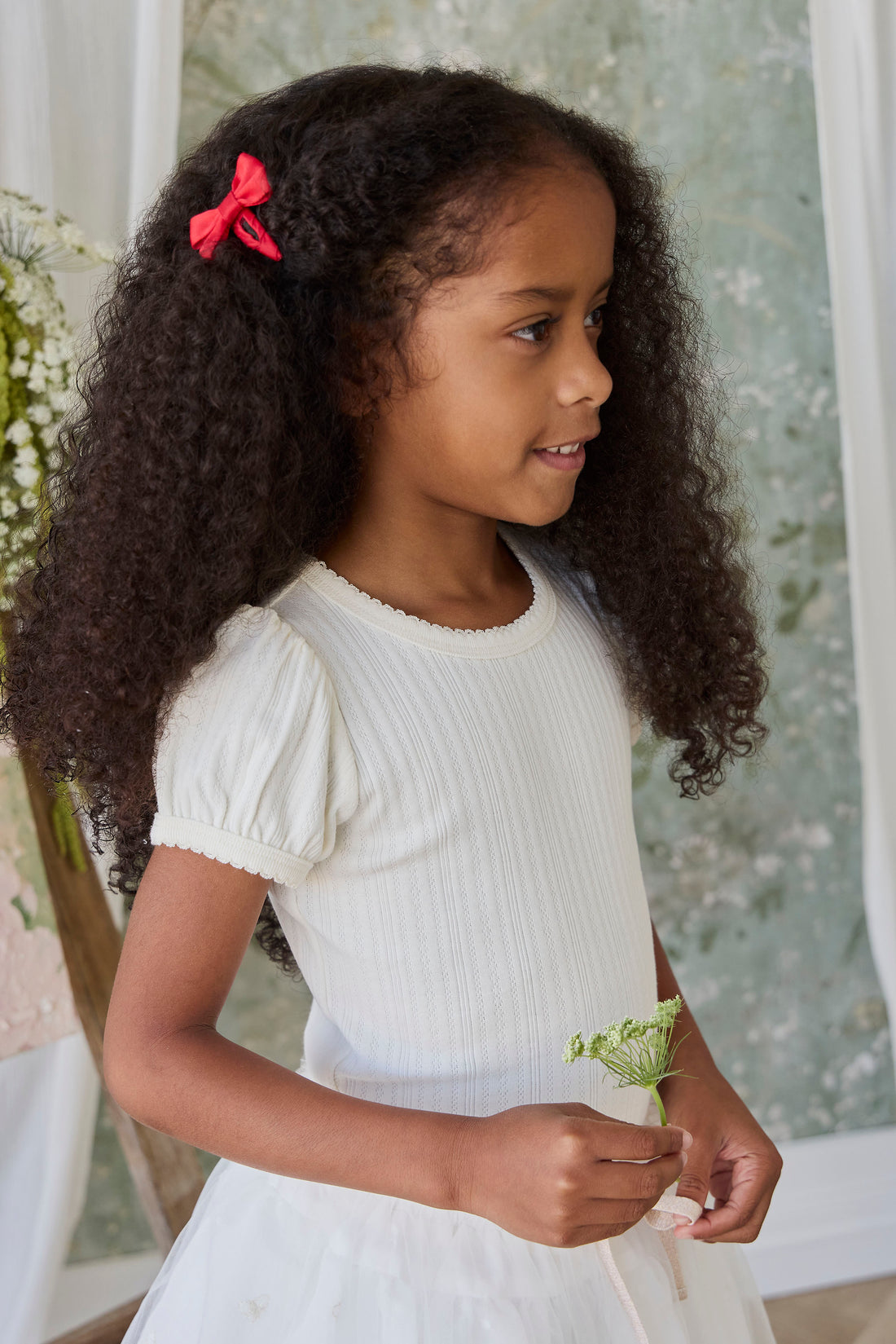 Organic Cotton Pointelle Rhea Top - Parchment Childrens Top from Jamie Kay NZ
