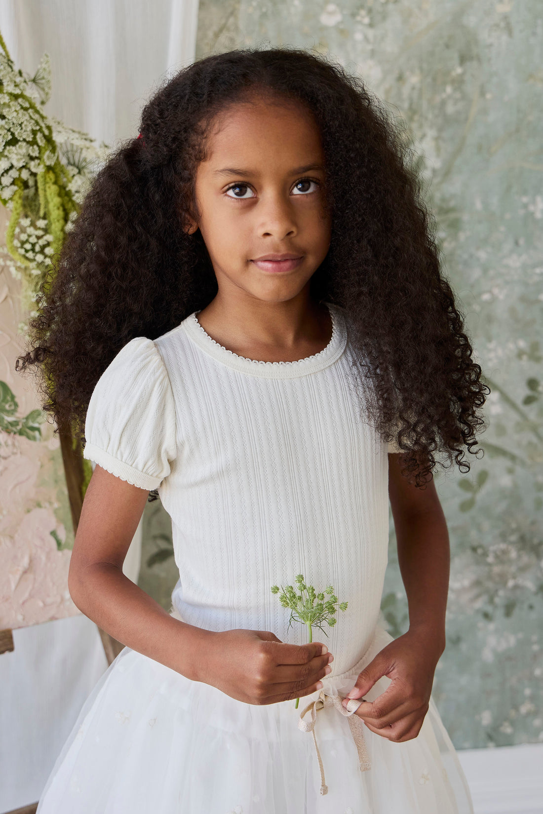 Organic Cotton Pointelle Rhea Top - Parchment Childrens Top from Jamie Kay NZ