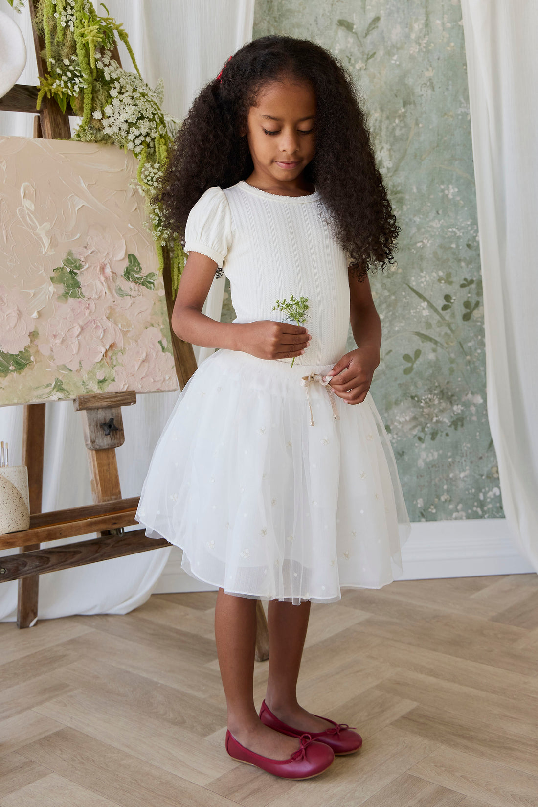 Bellamy Skirt - Parchment Ballerina Butterfiles Childrens Skirt from Jamie Kay NZ